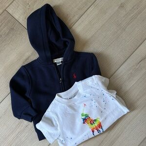 Baby boy 6 Month Old Ralph Lauren Zip up Hoodie and Shirt